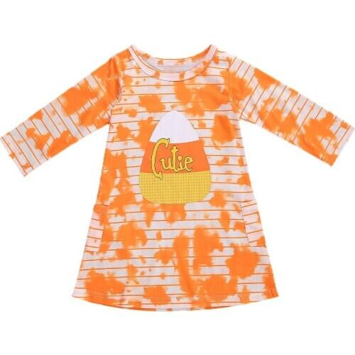 Imcute Baby Halloween Dress Long Sleeves Stripes Festive Clothing A-Line Dresses 4 Colors Kids Girl Boy Clothes