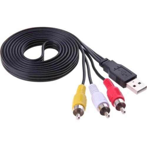 USB AV Converter Cables Video Audio AV Cable Line Male A to 3 RCA AV TV Adapter Connector Cord Cable For HD TV DVD MP3 1.5M