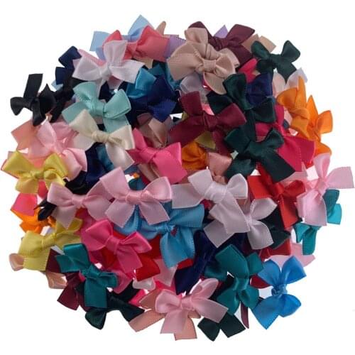 50/100PCS Mixing Ribbon Bows Small Size Polyester Satin Ribbons Bow Flower For Packing Craft DIY Decorations Accessories