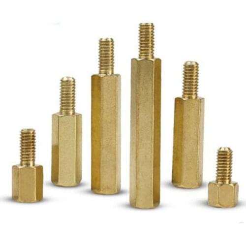 M2 thread copper spacer Length 3-30mm +3mm Copper Nut M2 Hex Brass Standoff Spacer Male - Female Copper Double-pass Column