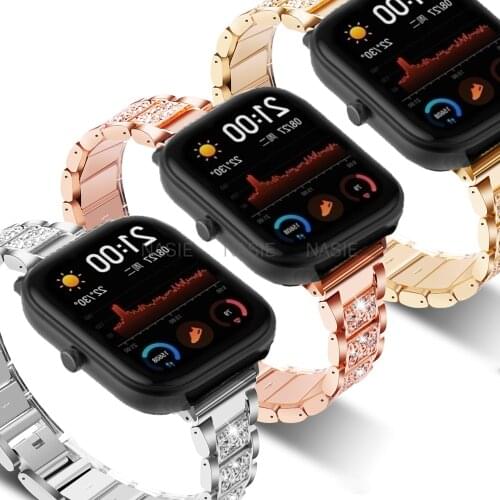 20mm Metal Diamond Strap For Huami Amazfit GTS GTR 42mm for Bracelet Huami Amazfit Bip U Bip S GTS 2 Stainless Steel Strap