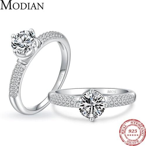 Modian Real 925 Sterling Silver Round Ten Hearts Arrow CZ Classic Finger Rings For Women Luxury Wedding Fine Jewelry Accessories