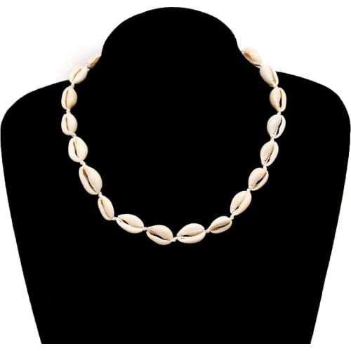 Fashion Jewelry Hawaiian Style Shell Short Necklace Casual Handmade Rope Clavicle Necklaces for Women Neck Accessories XL456