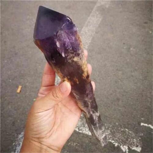 MOKAGY 1pc Natural Brazil Raw Amethyst Point Wand Crystals Healing Stones 15CM-17CM