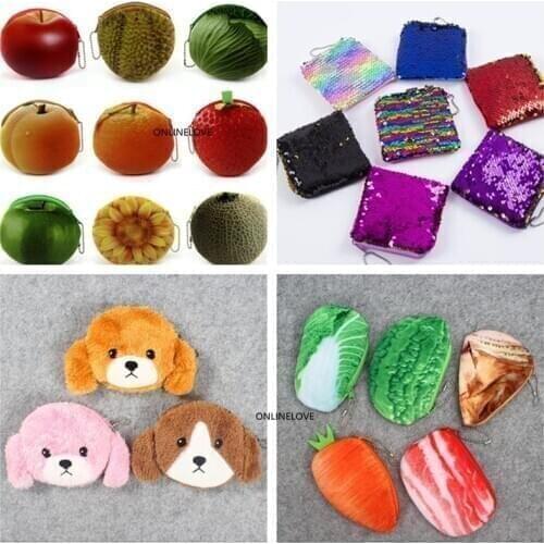Multi-designs , 1x random design , small new plush 8-21cm coin wallet bag , coin purse