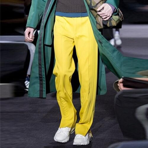 2021 Mens show spring summer thin candy pleated casual pants