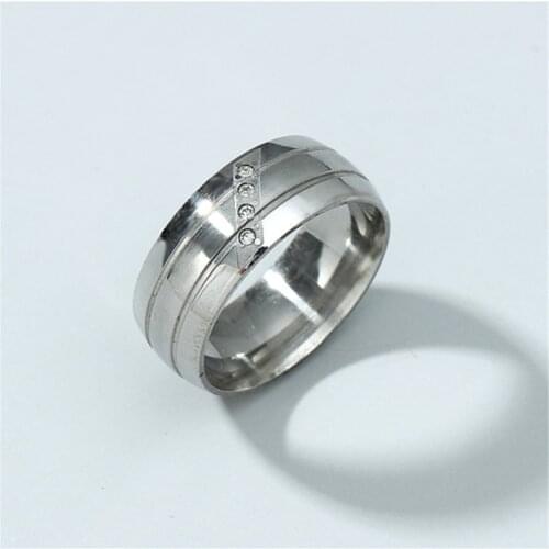 MOREDEAR Fashion 8 MM Titanium Steel Classic Inlaid 3A Zircon Ring For Men And Women