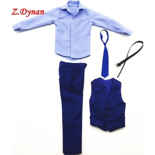 Z.Dyan 1/6 Scale Male Soldier Clothes Blue Western Suit with Belt Set for 12 Inches Jason Tony Action Figures