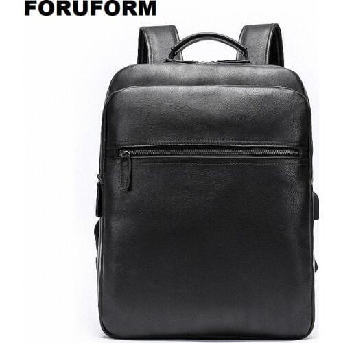 Mens Genuine Leather Backpack Laptop Male School Bag High Quality USB Charging Men Daypacks Korea Casual Travel Bag LI-2361