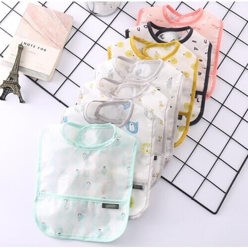 1pcs Bear Bib Adjustable Baby Bibs Plastic Waterproof Lunch Feeding Bibs Baby Cartoon Feeding Cloth Children Baby Apron De