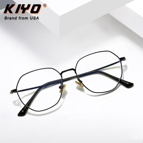 KIYO Brand 2020 New Women Men Fashion Anti Blue Light Optical Frame Polygonal Eyeglasses Frames Round Spectacles Glasses 2897