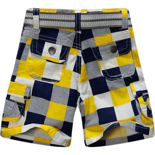2015 new arrival baby boy plaid shorts adjustable waist with belt cotton 100% XKK06
