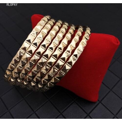 Wholesale 7PCS Bangle Sets Gold Geometric Desgin Moroccan Jewelry Bangles for Women Layered Hand Bangle Bracelets