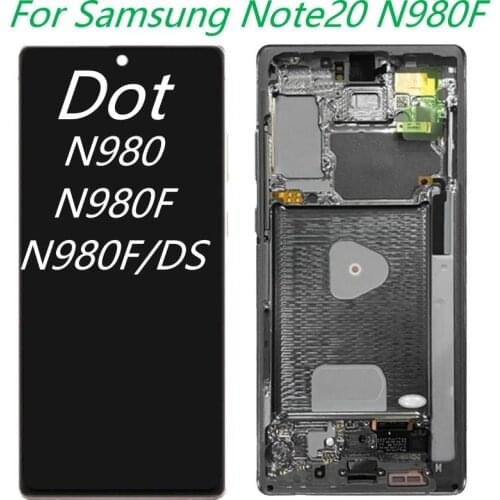 Original AMOLED 6.7'' Display For Samsung Galaxy Note20 N980 With Frame SM-N980F Display Touch Screen Digitizer Replaceme