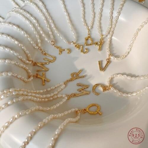 925 Sterling Silver French Simple Retro Bamboo Letter Pendant Rice Grain Pearl Necklace Women Fashion Charm Wedding Jewelry