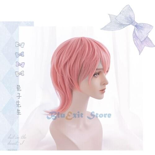 Orange Pink Lolita Wig Harajuku Short Straight Synthetic Hair Fringe Bangs Daily Wear Adult Girls