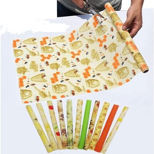 Solid Green Organic Beeswax Food Wraps Zero Waste Honey Reusable Fruit Avocado Food Storage Bee Wax Wraps Bees Saran Wrap