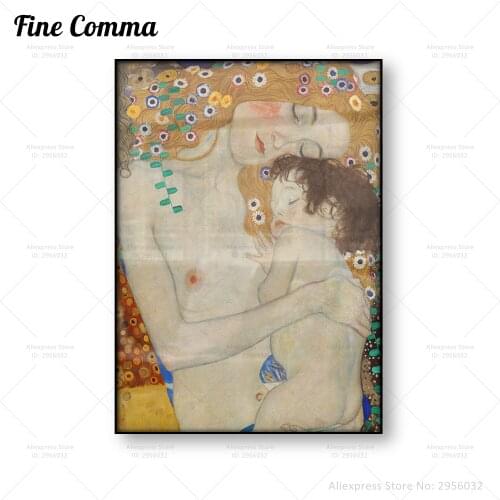 Mother and Child Poster Gustav Klimt The Three Ages of Woman Canvas Print Housewarming Gift Wall Art Reproduction Nursery Decor
