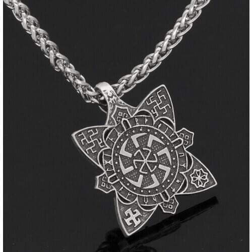 Kolovrat Pendant Necklace Slavic Amulet Pagan Sun Solar Symbol Slavic Wheel Nordic Amulet Viking Men Jewelry