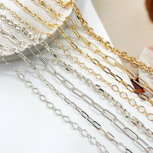Gold-plated S925 silver thick chain DIY hip-hop style necklace hand-made personality bracelet loose chain