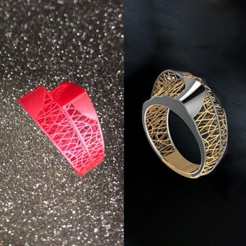 Accept Bulk Quantity Printing with Castable Resin Material for Fine Mens Fashion Ring with 3D Hollow Lines
