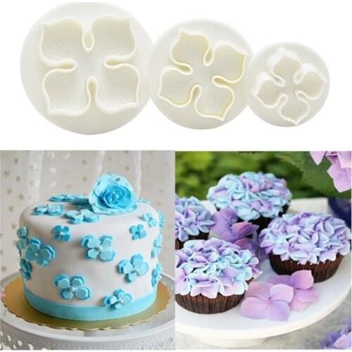 3Pcs/Set Hydrangea Fondant Cake Decorating SugarCraft Plunger Cutter Flower Blossom Mold Home Cake tools Drop Shipping