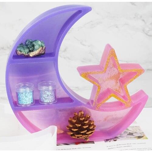 DIY Crystal Epoxy Resin Mold Moon Star Jewelry Storage Box Silicon Resin Mold Large Tray Lunar Eclipse Epoxy Mold Making Tool