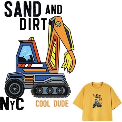 Cartoon Excavator Fabric Patches Washable Diy Accessory Clothes Decoration Print On T-Shirt New Design Badges Boy Favorite