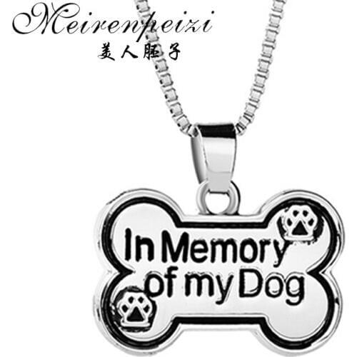 'In Memory Of My Dog ' Ancient Silver Pets Dogs Claw Bones New Name Pendant Necklace Jewelry For People Love Animal Gifts