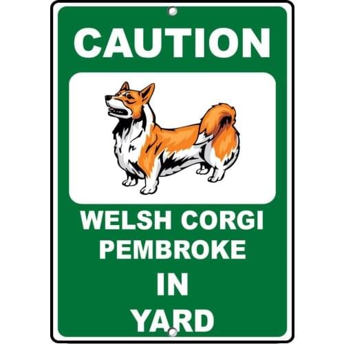 Welsh Corgi Pembroke Dog Caution Fun Poster Funny Art Decor Vintage Aluminum Retro Metal Tin Sign Painting Signs 20x30cm