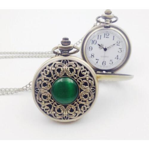 Vintage Bronze antique quartz Gold surface of white Woman And Men pendant Necklace pocket watches Gift