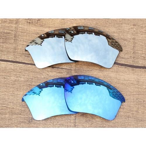 Vonxyz 2 Pairs Ice Mirror & Chrome Mirror Polycarbonate Replacement Lenses for-Oakley Half Jacket 2.0 XL Frame