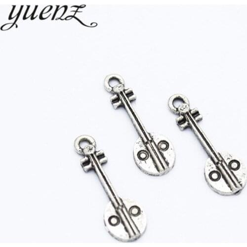 YuenZ 20pcs Antique silver Plated Charms guitar Pendants for Jewelry Making DIY Handmad 23*7mm P128