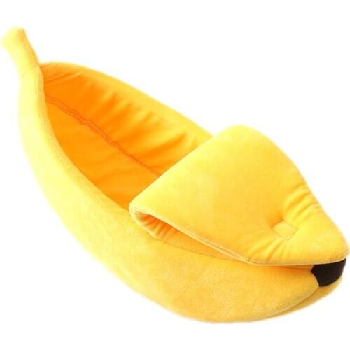 Funny Banana Shape Pets Cat Bed House Cozy Cute Banana Puppy Cushion Kennel Warm Portable Pet Basket Supplies Mat Beds