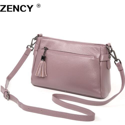 ZENCY 2019 NEW Small 100% Genuine Cow Leather Women Shoulder Bags Female Handbag Ladies Cowhide Cross Body Messenger Bag Purse