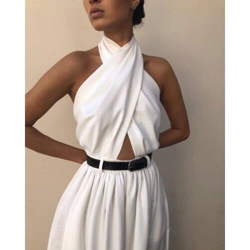 Womens Jumpsuit Female Long Pants Halter Wide Leg Sexy Bodycon Summer Jumpsuit Women Overalls Backless White Skinny Rompers