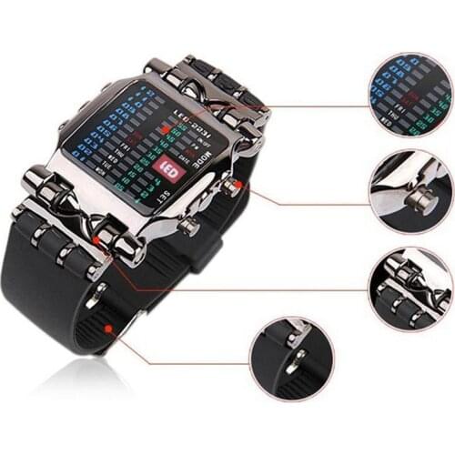 1 Pcs New Binary Electronic Watch Cool Colorful Lantern Watch Mens Watch Mens Sports Watch LED Student O2C7
