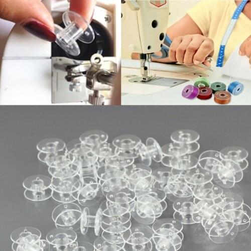 10/50Pcs Plastic Empty Wire Spools Bobbins Round Ends Cord Ribbon Sewing Storing String White for Thread String Hand Craft Tools