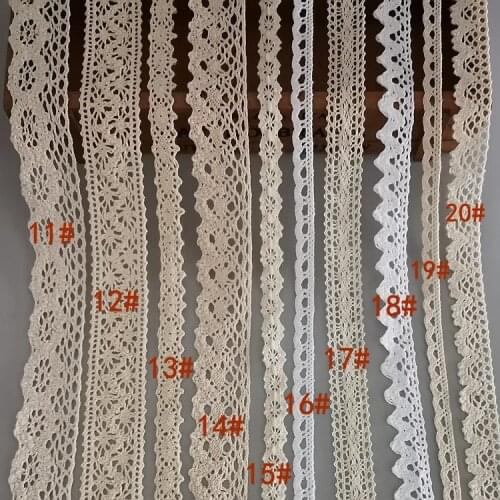 10Meters/Lot Beige White Hollow Out Cotton Embroidered Lace Ribbons Handmade Crafts Crocheted Lace DIY Apparel Sewing Fabric