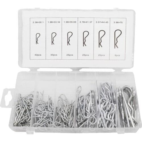 150pc R Type Cotter Pin Spring Clips M2-M8 B-type Retaining Pins w/ Box