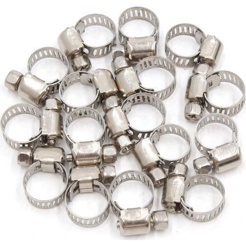 16 Pcs Stainless Steel Adjustable Car Fuel Hose Clamp Pipe Sealing Clip 6-12 Mm