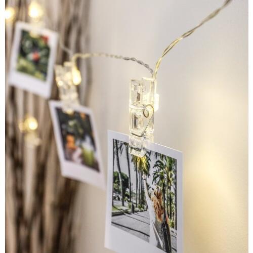 2M 20 LED Card Photo Clip String Lights Colorful Crystal Festival Party Wedding Fairy Lamp Home Decoration foto led light lamp