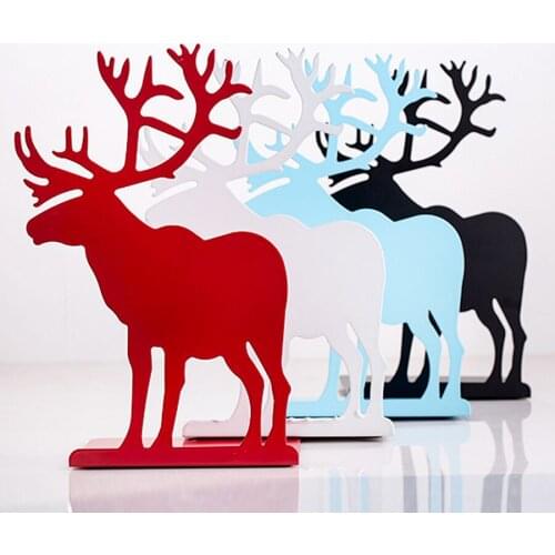 2 pcs/set creative deer book holder for reading elk metal bookends Desktop holder stand book organizer stationery Christmas gift