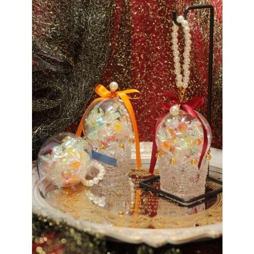 20Pcs/Lot New Brand Cute Clear Ornament Gift Ball Candy Box With Pearl Hand For Christmas Decorations Plastic Package Bag