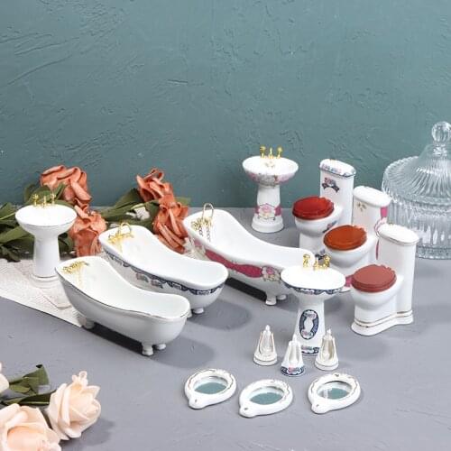 3/5pcs Dollhouse Miniature Bathroom Set Model Doll House Bathroom Accessories Doll House Mini Bathroom Set Accessories