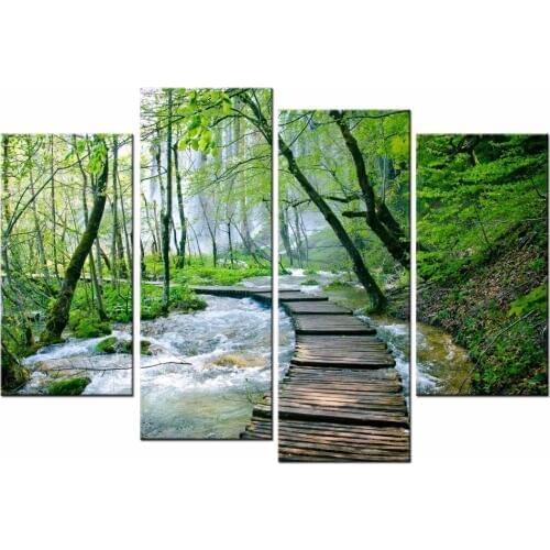 4 Panel Country landscape Wall Art Oil Painting On Canvas Printed Painting Pictures Decor painting for living room/JO13-009
