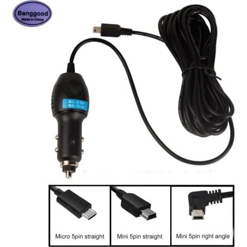 5V 3A Micro 5pin or Mini 5pin Dash Cam Car Cigarette Adapter Lighter Socket Charger 4.5m Cable Length For Car GPS Radar Detector