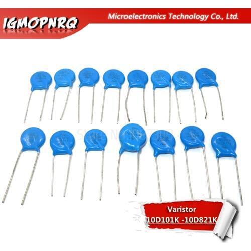 50PCS Varistor 10D101K 10D102K 10D241K 10D270K 10D271K 10D330K 10D390K 10D470K 10D471K 10D511K 10D820K 10D821K piezoresistor