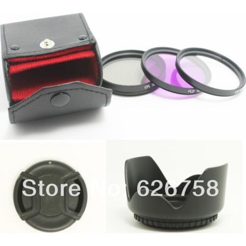 52mm Flower Lens Hood +UV cpl fld bag Filter +Lens Cap for Nikon18-55 Nikon 50/1.8Dfor Canon 50/1.8r of 52 DSLR