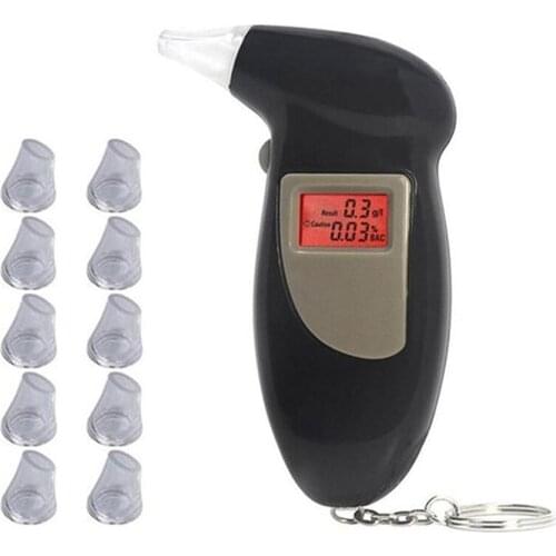 Alcohol Breath Tester with mouthpieces Breathalyzer Analyzer Detector Test Keychain Breathalizer Breathalyser Device